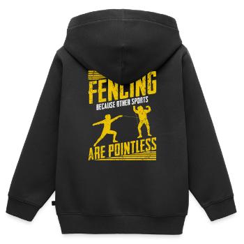 Fechten Säbelkampf Sportfechten Degen Duell - Kinder Premium Organic Zip Hoodie - Schwarz - Hinten - AI Model Kid Male (0cm)