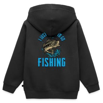 Angeln Angler Fischen Angelrute Angelrute Fische - Kinder Premium Organic Zip Hoodie - Schwarz - Hinten - AI Model Kid Male (0cm)