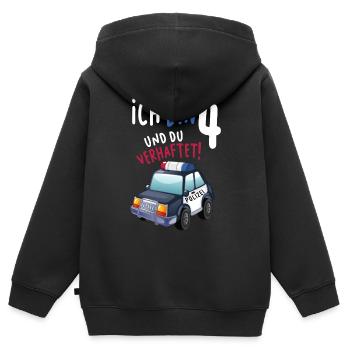 4. Geburtstag Polizei Geschenk 4 Jahre Polizist - Kinder Premium Organic Zip Hoodie - Schwarz - Hinten - AI Model Kid Male (0cm)
