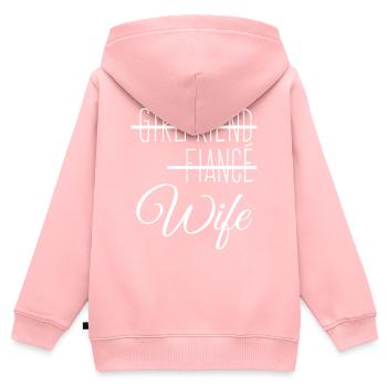 Petite amie fiancée - cadeau de mariage - Sweat Premium à capuche zippé enfant bio - rose - Dos - AI Model Kid Female (0cm)