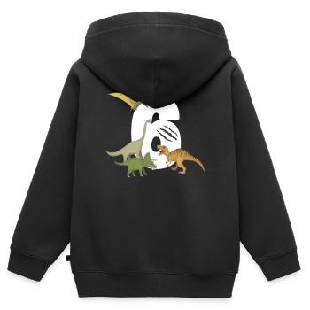 6ème anniversaire anniversaire d’enfant dinosaure dinosaure - Sweat Premium à capuche zippé enfant bio - noir - Dos - AI Model Kid Male (0cm)