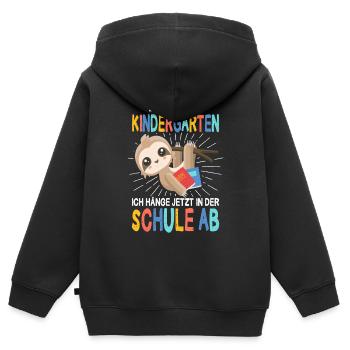 Ich Hänge Jetzt In Der Schule Ab Faultier - Kinder Premium Organic Zip Hoodie - Schwarz - Hinten - AI Model Kid Male (0cm)