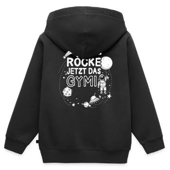 Rocke Jetzt Das Gymnasium Weltraum Astronaut - Kinder Premium Organic Zip Hoodie - Schwarz - Hinten - AI Model Kid Male (0cm)