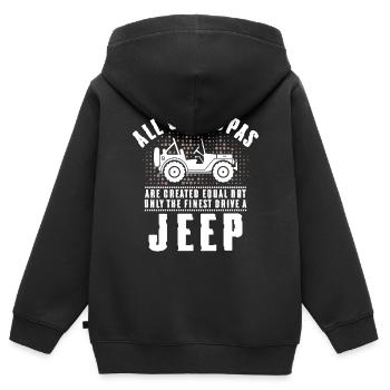 Grandpas Jeep - Sweat Premium à capuche zippé enfant bio - noir - Dos - AI Model Kid Male (0cm)
