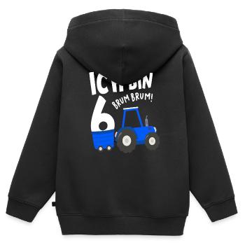 Ich bin 6 Traktor Bauer Jungs 6. Geburtstag - Kinder Premium Organic Zip Hoodie - Schwarz - Hinten - AI Model Kid Male (0cm)