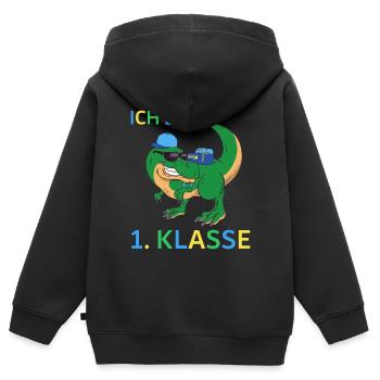 School child schooling Dino T-Rex Gift - Kids Premium Organic Zip-up Hoodie - black - Back - AI Model Kid Male (0cm)