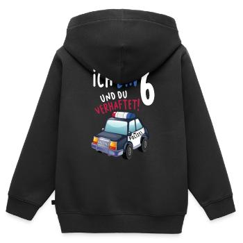 6. Geburtstag Polizei Geschenk 6 Jahre Polizist - Kinder Premium Organic Zip Hoodie - Schwarz - Hinten - AI Model Kid Male (0cm)