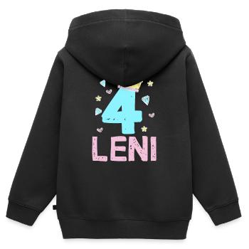 4. Geburtstag Leni Prinzessin Krone 4 Jahre - Kinder Premium Organic Zip Hoodie - Schwarz - Hinten - AI Model Kid Male (0cm)