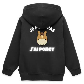 je peux pas j'ai poney - Sweat Premium à capuche zippé enfant bio - noir - Dos - AI Model Kid Male (0cm)