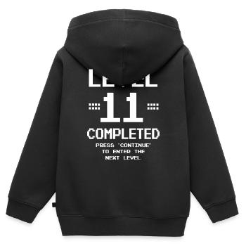 11ème anniversaire Rétro Niveau 11 Ans Fête - Sweat Premium à capuche zippé enfant bio - noir - Dos - AI Model Kid Male (0cm)