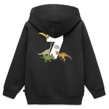 7th Birthday Children's Birthday Dino Dinosaur - Kids Premium Organic Zip-up Hoodie - black - Back - AI Model Kid Male (0cm)