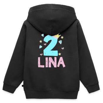 2. Geburtstag Lina Ich Bin 2 Jahre Prinzessin - Kinder Premium Organic Zip Hoodie - Schwarz - Hinten - AI Model Kid Male (0cm)