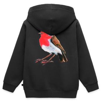 Rouge-gorge - Sweat Premium à capuche zippé enfant bio - noir - Dos - AI Model Kid Male (0cm)