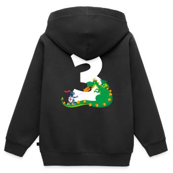 3. Geburtstag Ritter Burg 3 Jahre Drachen - Kinder Premium Organic Zip Hoodie - Schwarz - Hinten - AI Model Kid Male (0cm)