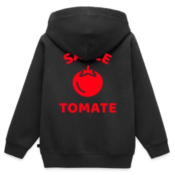 Sauce Tomate - Sweat Premium à capuche zippé enfant bio - noir - Dos - AI Model Kid Male (0cm)