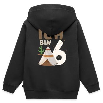 6. Geburtstag Indianer Ich bin 6 Jahre Tipi Kinder - Kinder Premium Organic Zip Hoodie - Schwarz - Hinten - AI Model Kid Male (0cm)