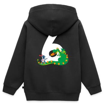 6. Geburtstag Ritter Burg 6 Jahre Drachen - Kinder Premium Organic Zip Hoodie - Schwarz - Hinten - AI Model Kid Male (0cm)