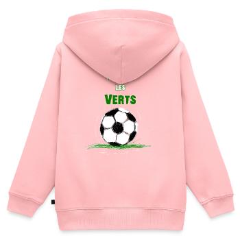 Allez les verts ! - Sweat Premium à capuche zippé enfant bio - rose - Dos - AI Model Kid Female (0cm)