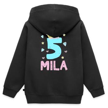 5. Geburtstag Mila Ich Bin 5 Jahre Prinzessin - Kinder Premium Organic Zip Hoodie - Schwarz - Hinten - AI Model Kid Male (0cm)