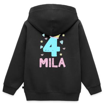 4. Geburtstag Mila Ich Bin 4 Jahre Prinzessin - Kinder Premium Organic Zip Hoodie - Schwarz - Hinten - AI Model Kid Male (0cm)