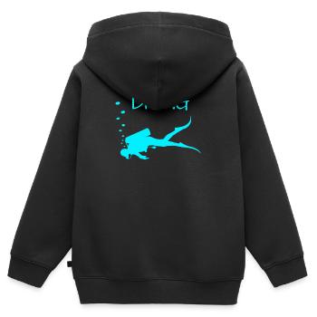 Diving Taucher mit Luftblasen Scuba Diver - Kinder Premium Organic Zip Hoodie - Schwarz - Hinten - AI Model Kid Male (0cm)