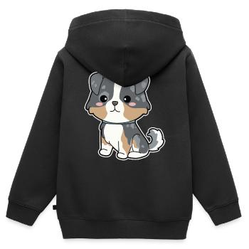 Australian Shepherd - Kinder Premium Organic Zip Hoodie - Schwarz - Hinten - AI Model Kid Male (0cm)