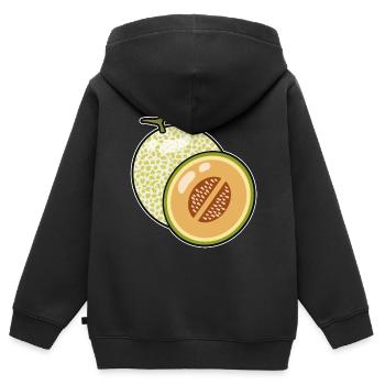 Cantaloupe Melon - Sweat Premium à capuche zippé enfant bio - noir - Dos - AI Model Kid Male (0cm)