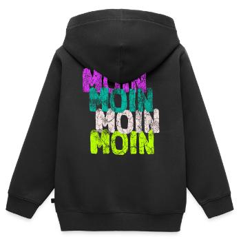moin moin moin moin - Kinder Premium Organic Zip Hoodie - Schwarz - Hinten - AI Model Kid Male (0cm)