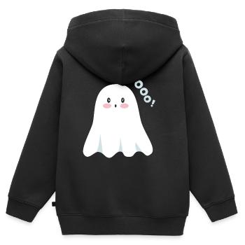 Niedlicher Geist - Kinder Premium Organic Zip Hoodie - Schwarz - Hinten - AI Model Kid Male (0cm)