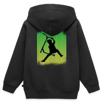 trottinette freestyle - Sweat Premium à capuche zippé enfant bio - noir - Dos - AI Model Kid Male (0cm)
