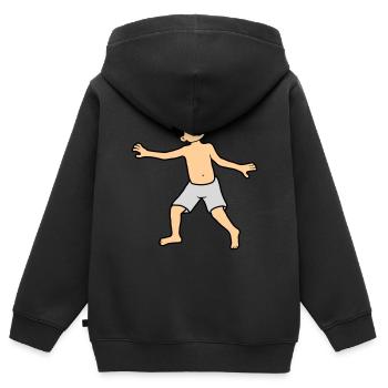 Le garçon a peur - Sweat Premium à capuche zippé enfant bio - noir - Dos - AI Model Kid Male (0cm)