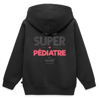 L authentique super pédiatre - Sweat Premium à capuche zippé enfant bio - noir - Dos - AI Model Kid Male (0cm)