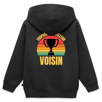 trophée du meilleur voisin - Sweat Premium à capuche zippé enfant bio - noir - Dos - AI Model Kid Male (0cm)