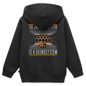 Dub Reggae Soundsystem Lion - Sweat Premium à capuche zippé enfant bio - noir - Dos - AI Model Kid Male (0cm)