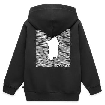 Île de Sardaigne, Italie, Mer Méditerranée - Sweat Premium à capuche zippé enfant bio - noir - Dos - AI Model Kid Male (0cm)