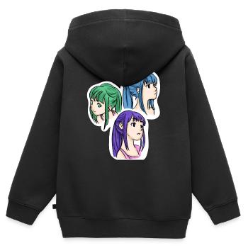 Die Drillinge 💚💜💙 - Kinder Premium Organic Zip Hoodie - Schwarz - Hinten - AI Model Kid Male (0cm)