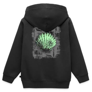 Jakobsmuschel - Kinder Premium Organic Zip Hoodie - Schwarz - Hinten - AI Model Kid Male (0cm)