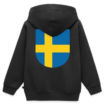 Armoiries de la Suède - Sweat Premium à capuche zippé enfant bio - noir - Dos - AI Model Kid Male (0cm)