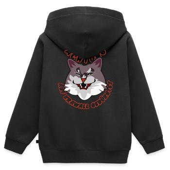 Mieserkadser Katze - Kinder Premium Organic Zip Hoodie - Schwarz - Hinten - AI Model Kid Male (0cm)