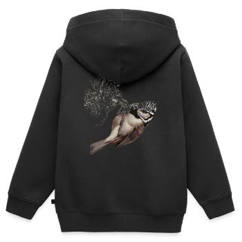 Haubenmeise Zeichnung - Kinder Premium Organic Zip Hoodie - Schwarz - Hinten - AI Model Kid Male (0cm)