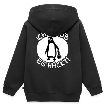 Pinguin Hacker - Kinder Premium Organic Zip Hoodie - Schwarz - Hinten - AI Model Kid Male (0cm)