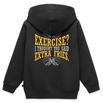 Exercice Extra Fries Citation - Sweat Premium à capuche zippé enfant bio - noir - Dos - AI Model Kid Male (0cm)