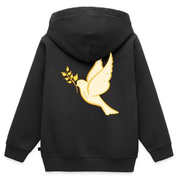 Friedenstaube, hand gezeichnet. Friedenssymbol - Kinder Premium Organic Zip Hoodie - Schwarz - Hinten - AI Model Kid Male (0cm)