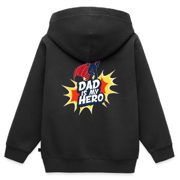 Papa ist mein Held - Kinder Premium Organic Zip Hoodie - Schwarz - Hinten - AI Model Kid Male (0cm)