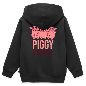 Piggy Squad Team Schweine - Kinder Premium Organic Zip Hoodie - Schwarz - Hinten - AI Model Kid Male (0cm)