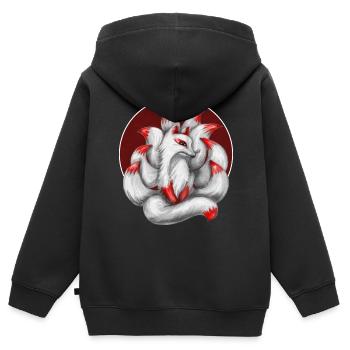Nine-tailed fox - Kids Premium Organic Zip-up Hoodie - black - Back - AI Model Kid Male (0cm)