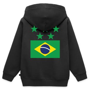 Brésil - Sweat Premium à capuche zippé enfant bio - noir - Dos - AI Model Kid Male (0cm)