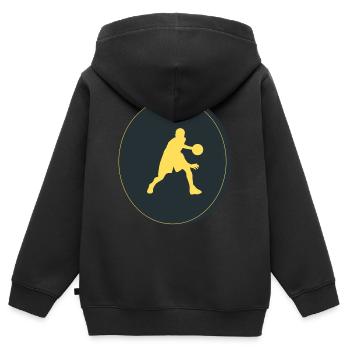 basketteur - Sweat Premium à capuche zippé enfant bio - noir - Dos - AI Model Kid Male (0cm)
