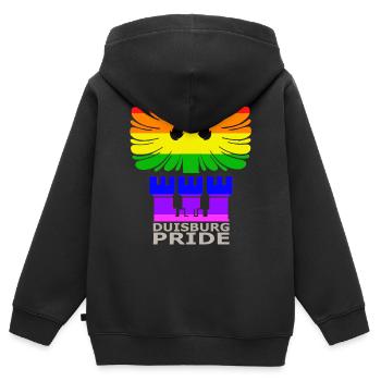 Duisburg Adler Armoiries CSD Rainbow Colors Pride - Sweat Premium à capuche zippé enfant bio - noir - Dos - AI Model Kid Male (0cm)