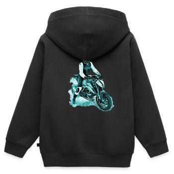 Motorcyclist Nakedbike light blue - Kids Premium Organic Zip-up Hoodie - black - Back - AI Model Kid Male (0cm)